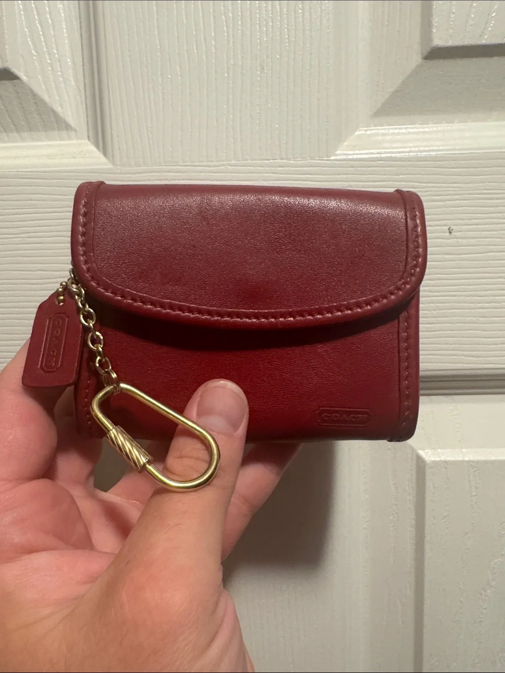 Coach Red Leather Key Pouch with Gold Hardware - Picture 1 of 9
